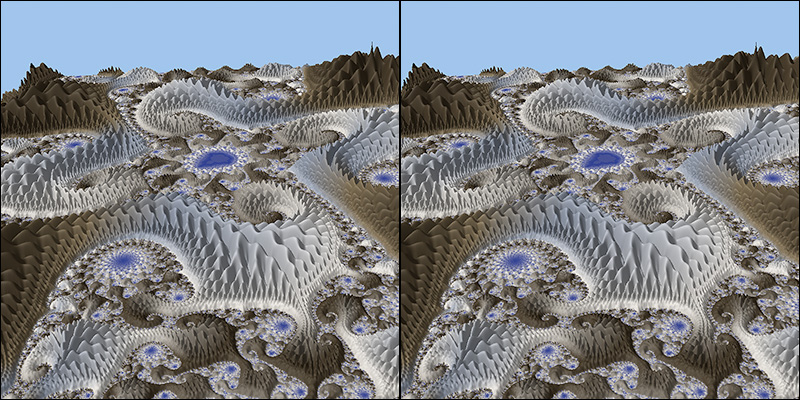 Mandelscape cross-eyed stereogram
