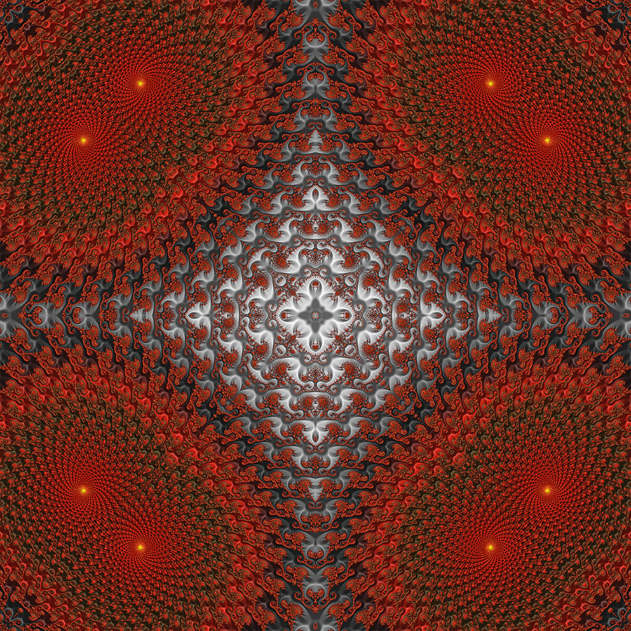 Red gray & yellow curly kaleidoscope