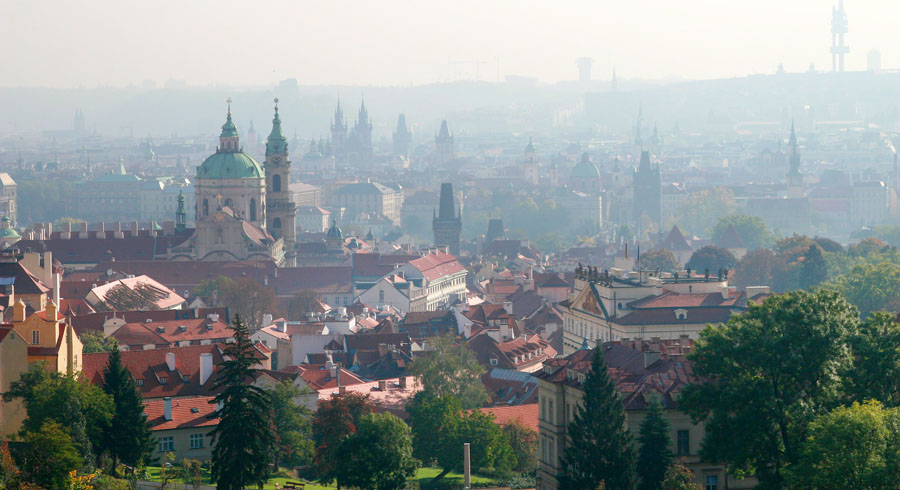 Prague at misty day