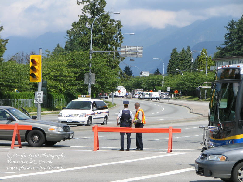 RCMP road block minutes after the Westridge Oil Spill, Burnaby - July 2007