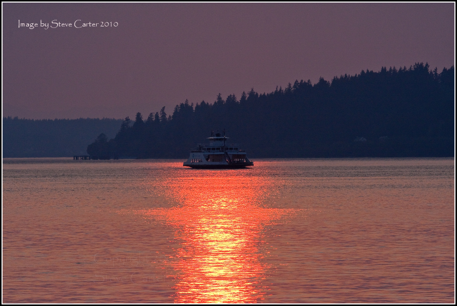 Ferry Boat in a Smokey Sunset