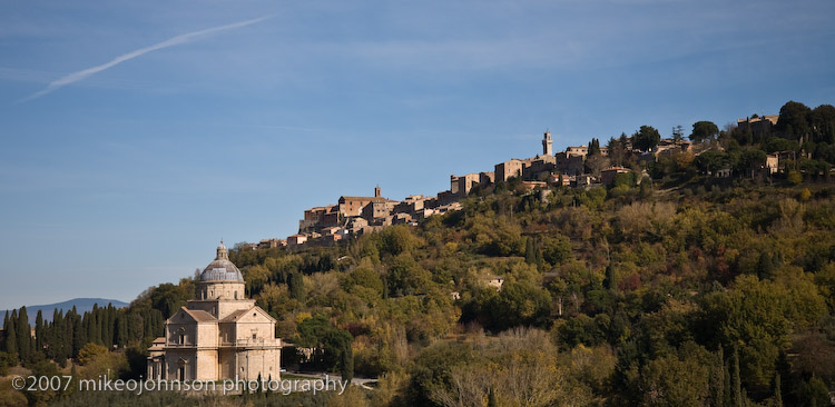 San Bagio Church with Montalcino in Background