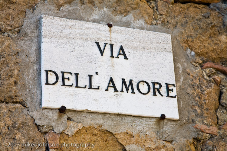 Via Dell Amore Street Sign