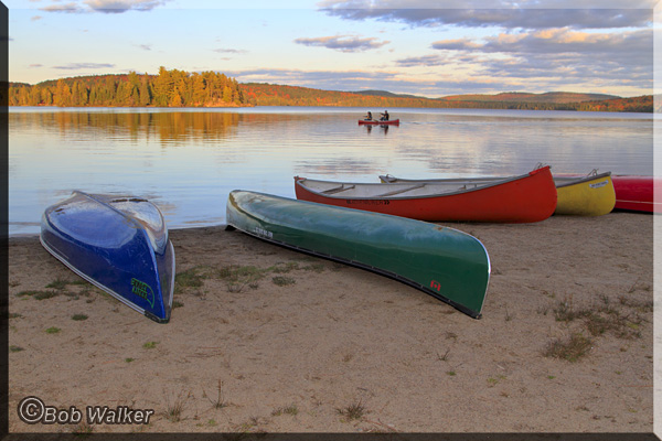 Canoes Along The Beach At Lake Of Two Rivers