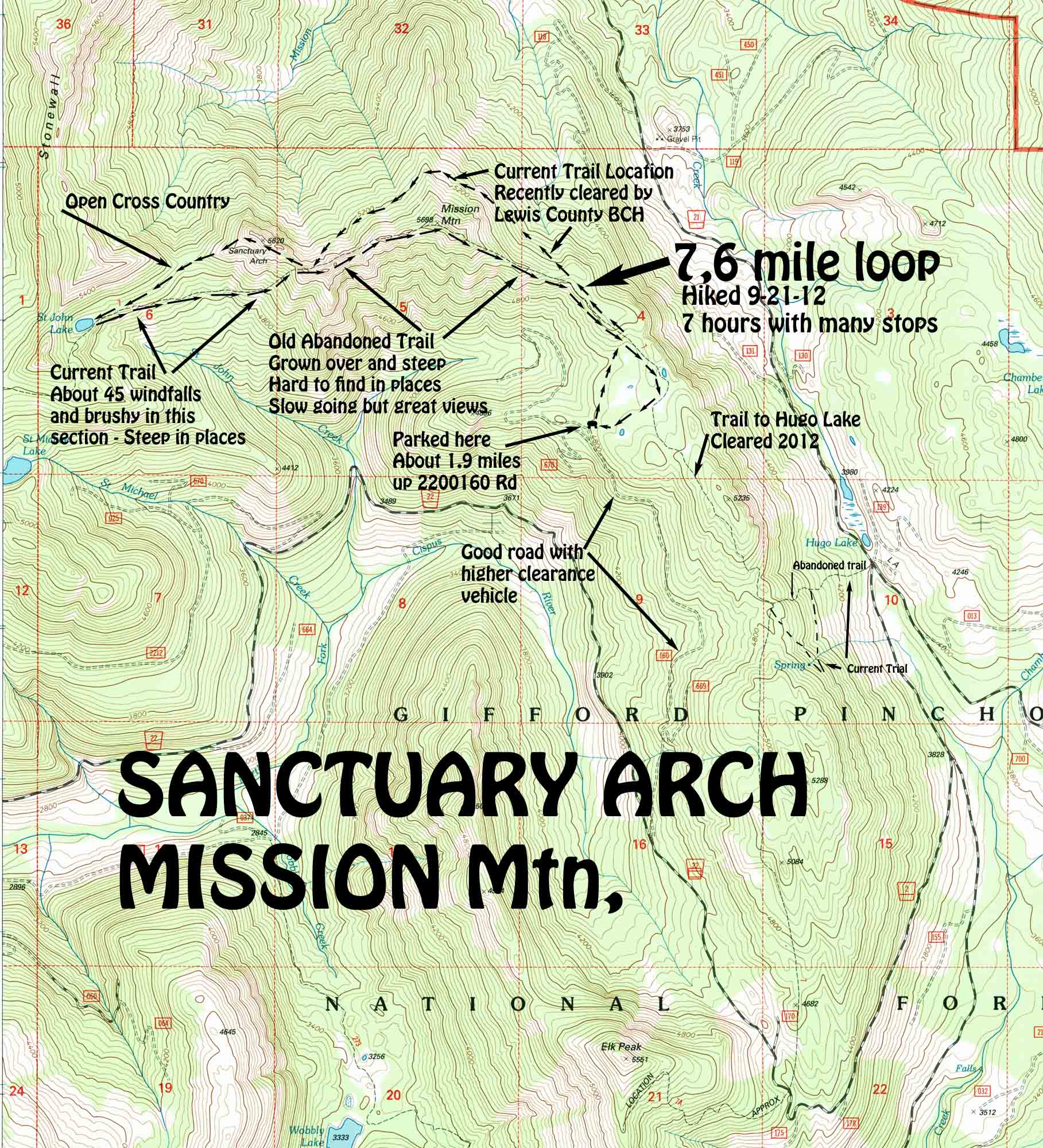 Area map and hike route