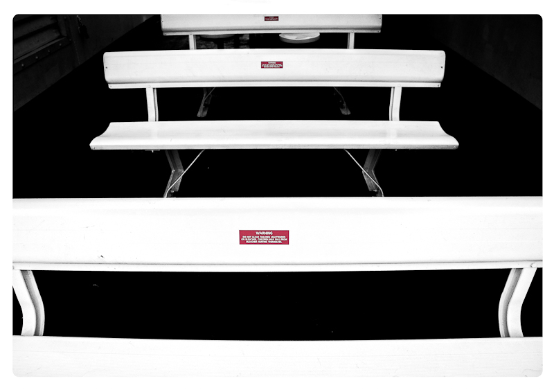 Warning signs on bleachers, BC Ferry