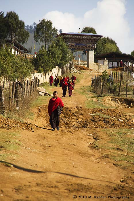 Monks walking to Gantey Monastery