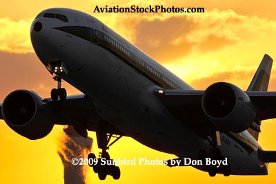 Alitalia B777-243/ER EI-DDH lifting off near sunset at Miami International Airport aviation stock photo #3270