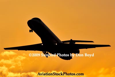 2009 - American Eagle Embraer EMB-135KL N849AE takeoff at sunset aviation stock photo #3273