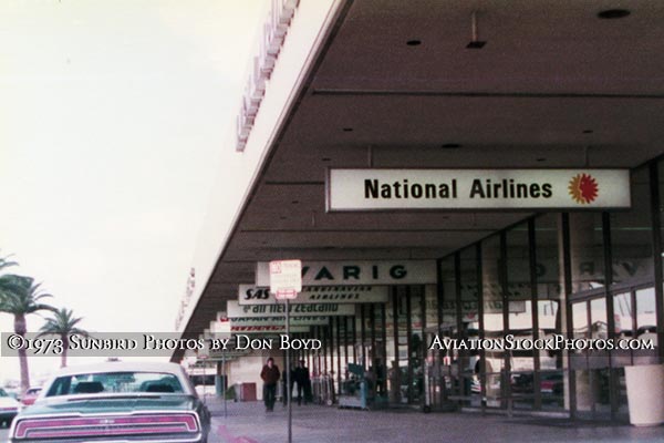 1973 - National Airlines curbside at the International Terminal at Los Angeles International Airport