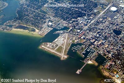 2007 - downtown St. Petersburg and Albert Whitted Airport (SPG) aerial stock photo #2855
