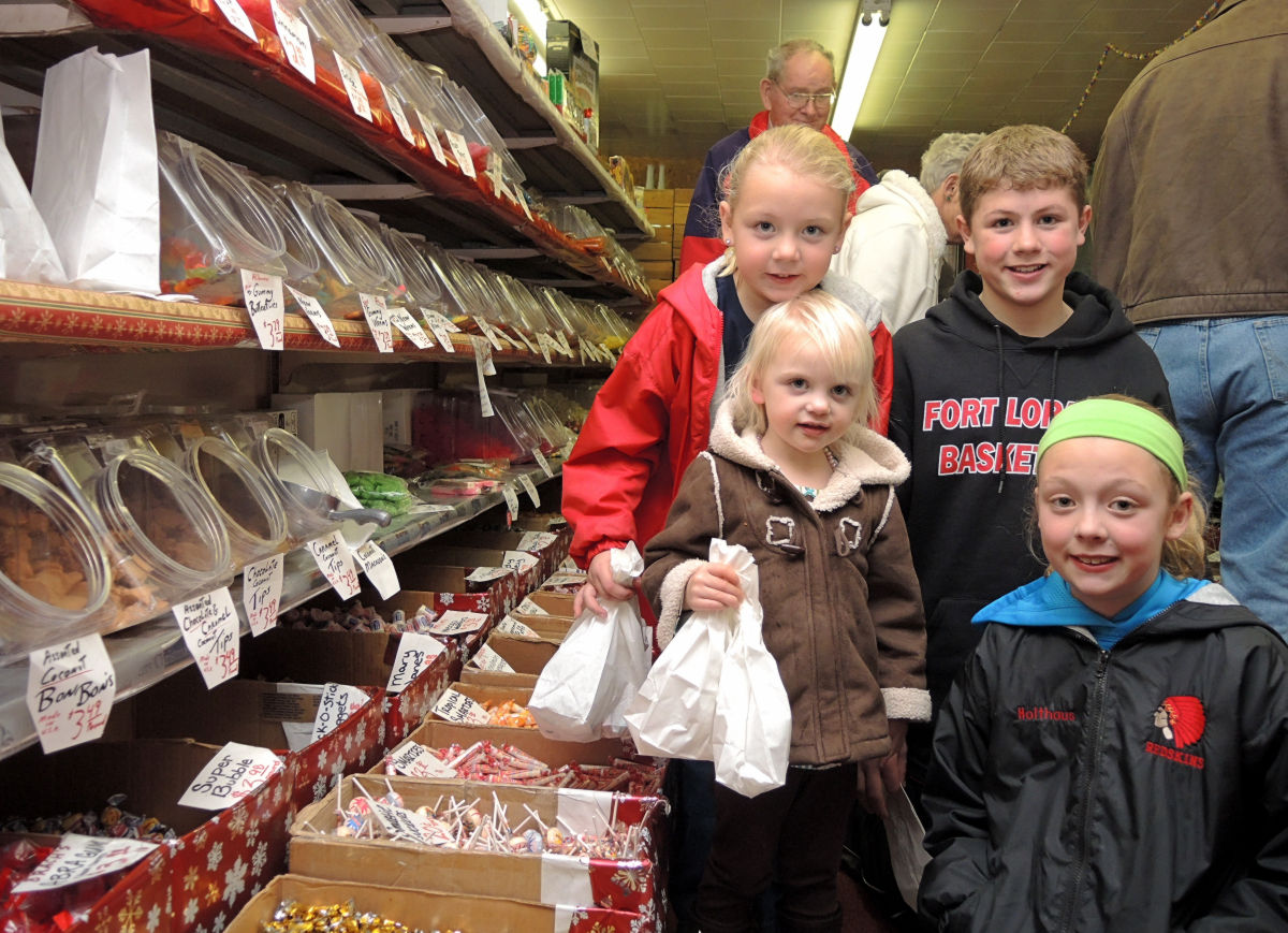 Picking out candy at Harry Birts Store