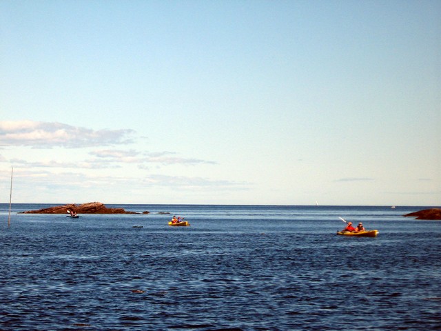 Kayakers approach