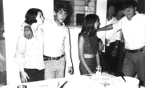 1966 - Cathy Greenwell, Terry Bocskey, Michelle Dorian, Lawry Bocskey and Barry Erdvig at Terrys 18th birthday party