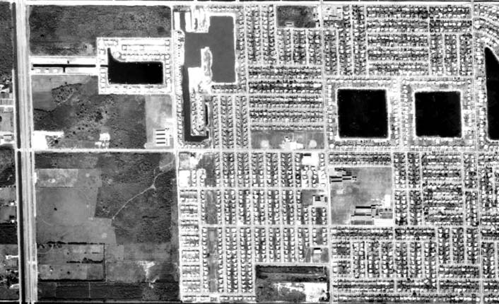 1963 - aerial view of western part of Palm Springs, Palm Springs Estates and areas north of them