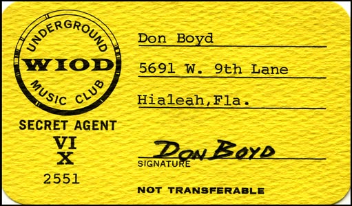 1960s - WIOD underground music club card