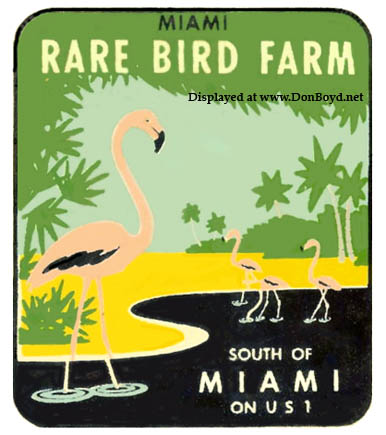 1950s - a Miami Rare Bird Farm travel decal