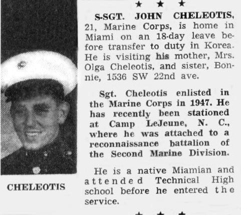 Early 1950s - Johnny Cheleotis USMC