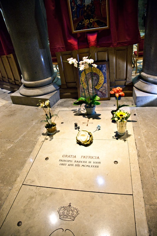 Princess Graces burial site inside the cathedral