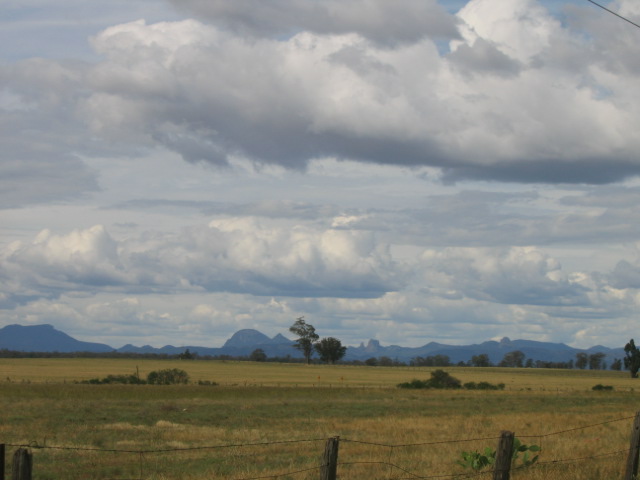 Mystic Warrumbungle mountains at the horizon