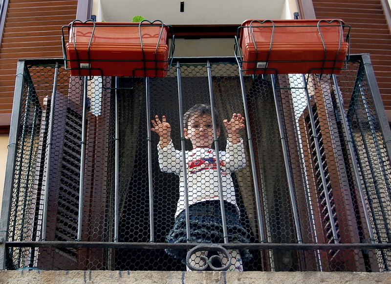 on the balcony
