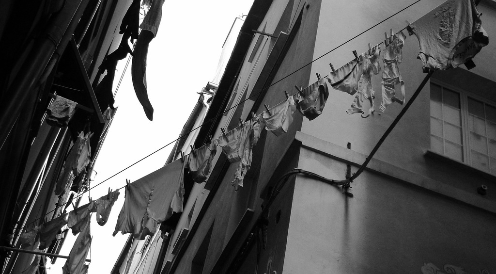 Washday scenes in b&w