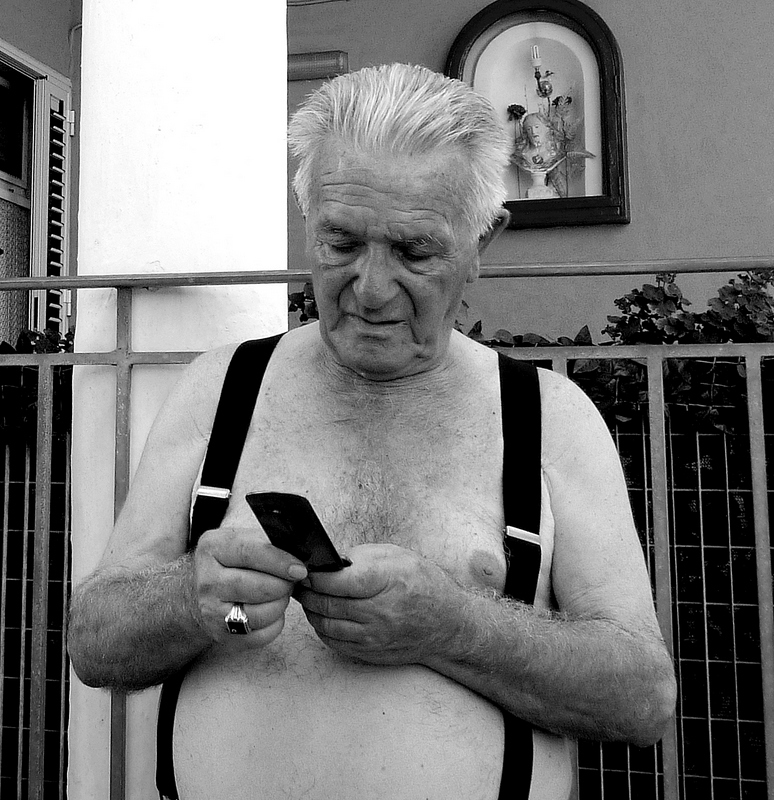 The gentleman in suspenders ..