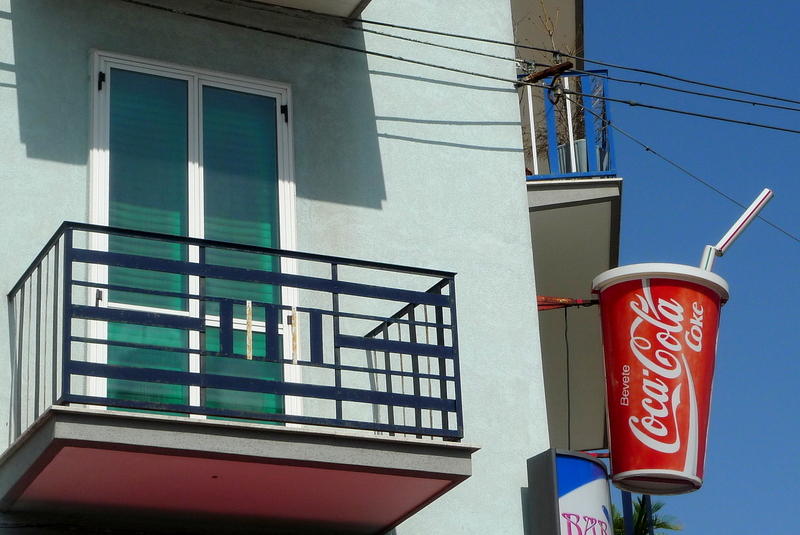 Coca-Cola at window