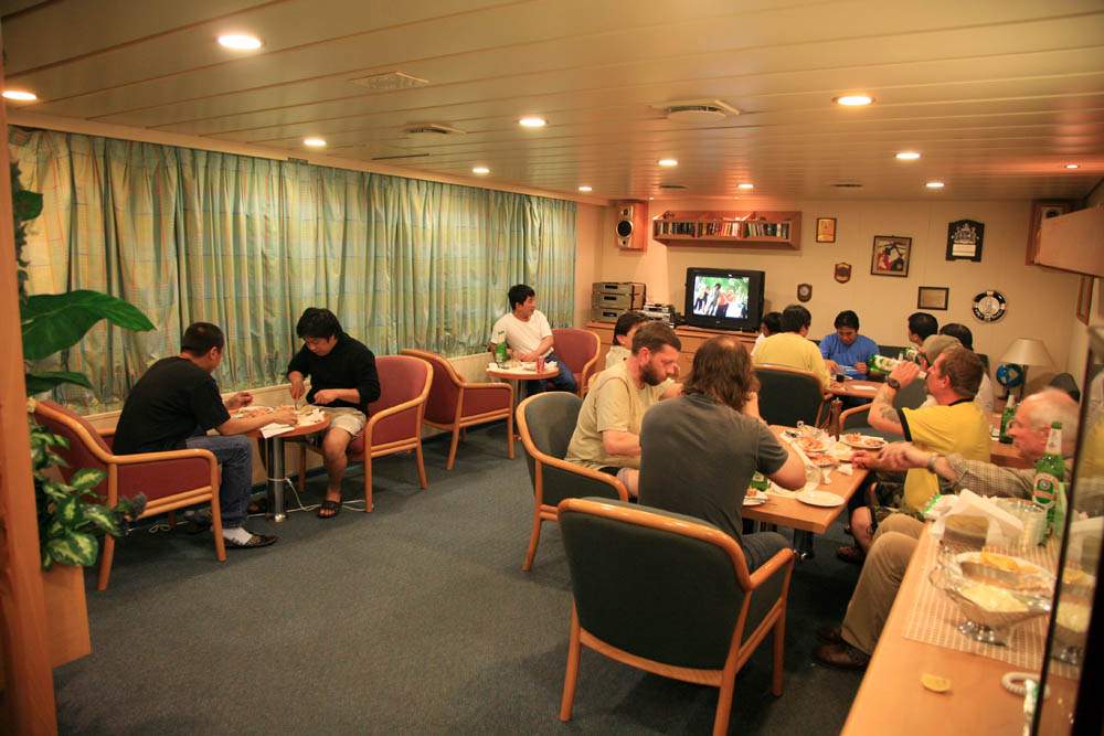 Officers and Crew in Officers Recreation Room