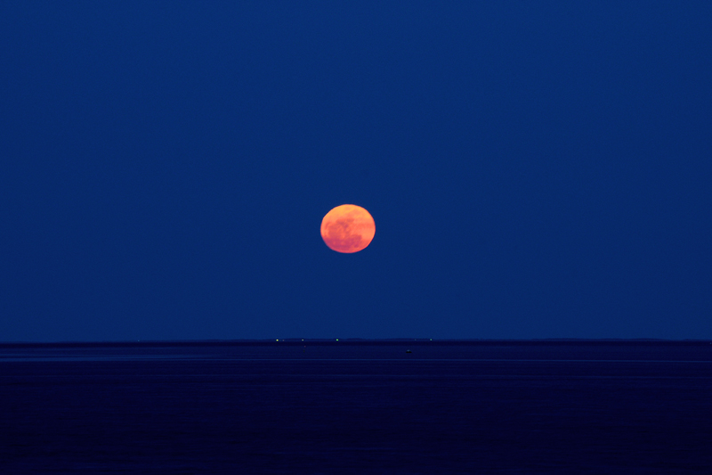 Supermoon over the Chesepake Bay from Solomon's Island, Md
