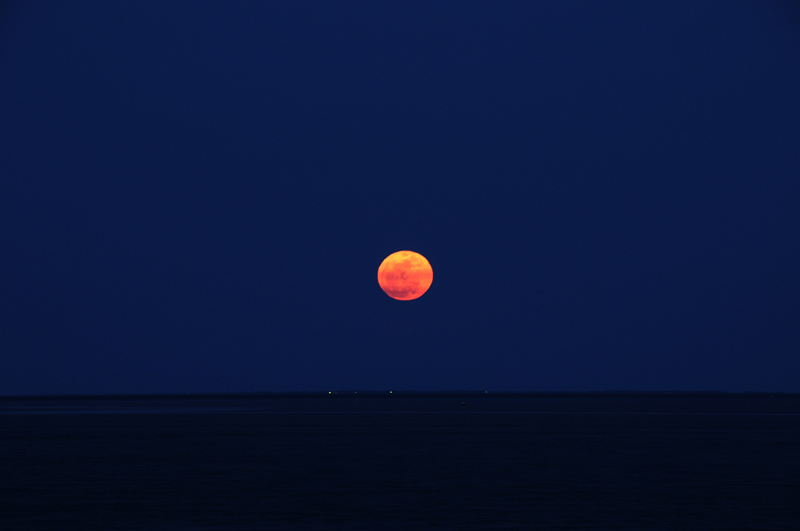 Supermoon over the Chesepake Bay from Solomon's Island, Md