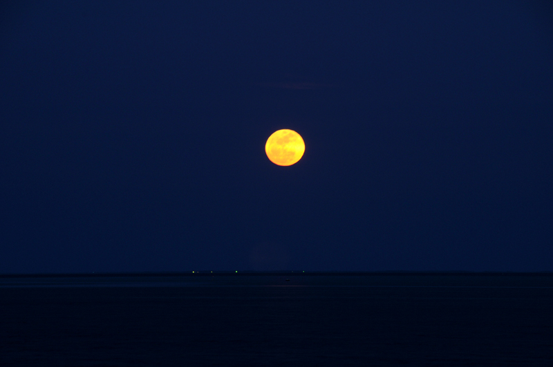 Supermoon over the Chesepake Bay from Solomon's Island, Md