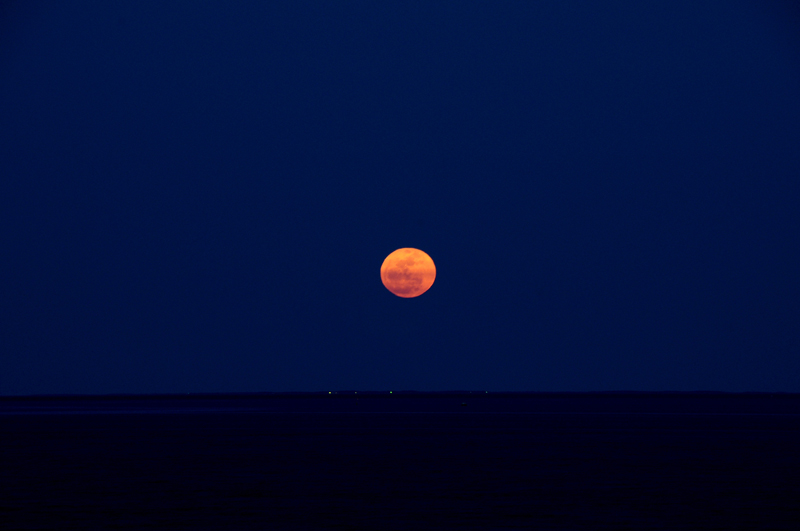 Supermoon over the Chesepake Bay from Solomon's Island, Md