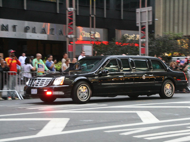 US President Barack Obama on Broadway after his appearance in the Late show with David Letterman on 18 September 2012