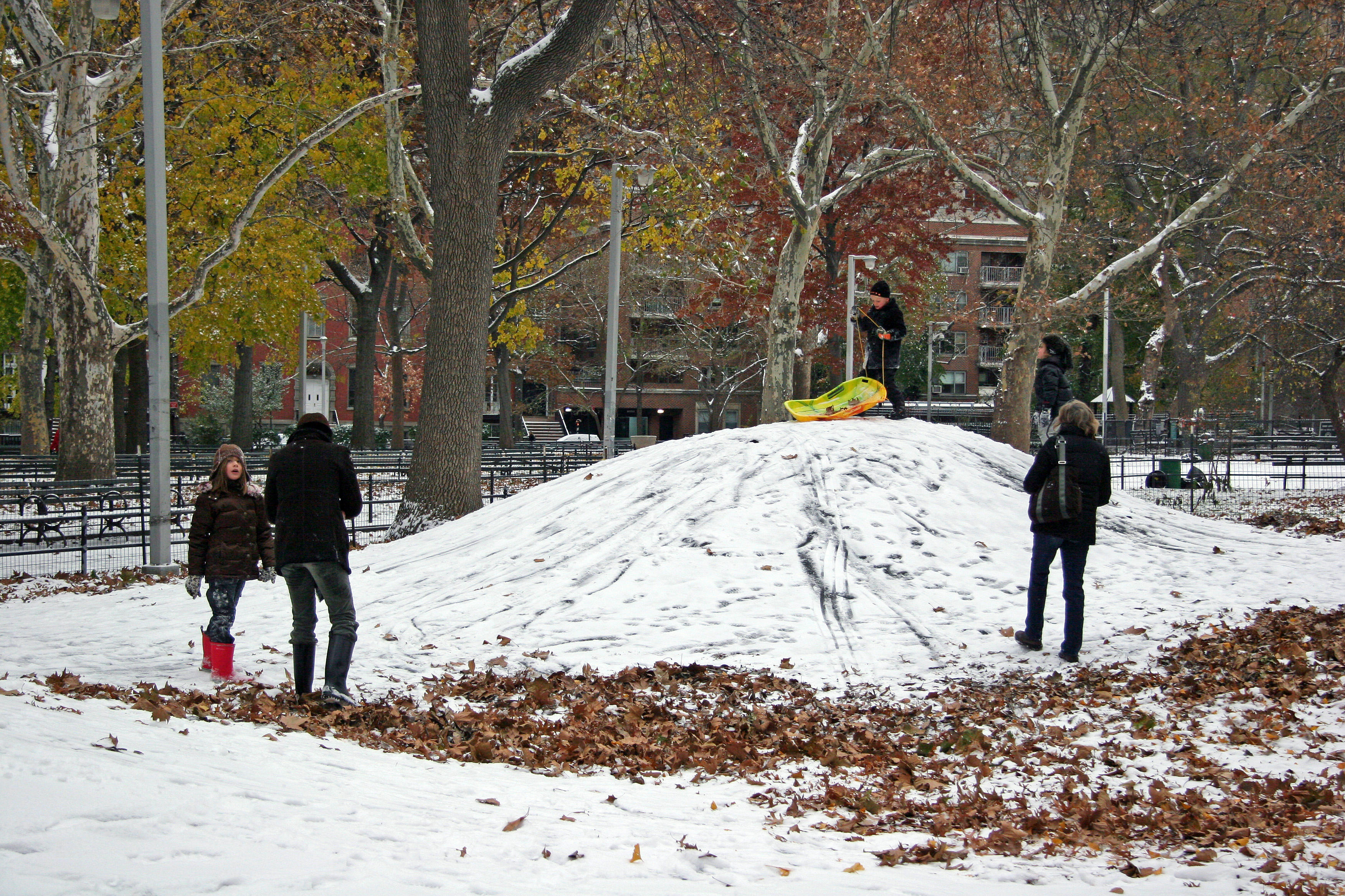 Sledding on the Mounds