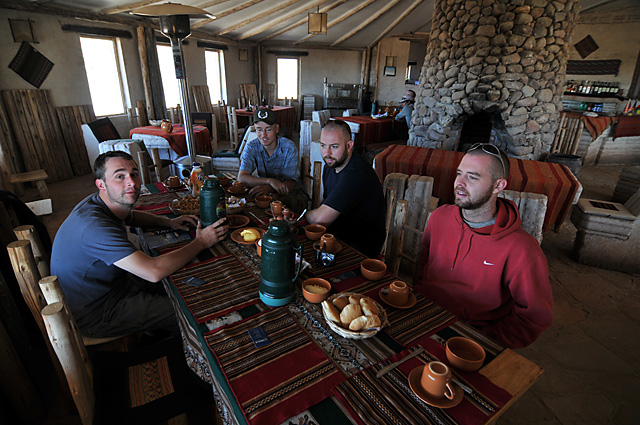 Breakfast at a tourist hotel in Tahua on the edge of the Salar de Uyuni