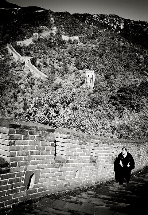 Climbing the steps of the Great Wall