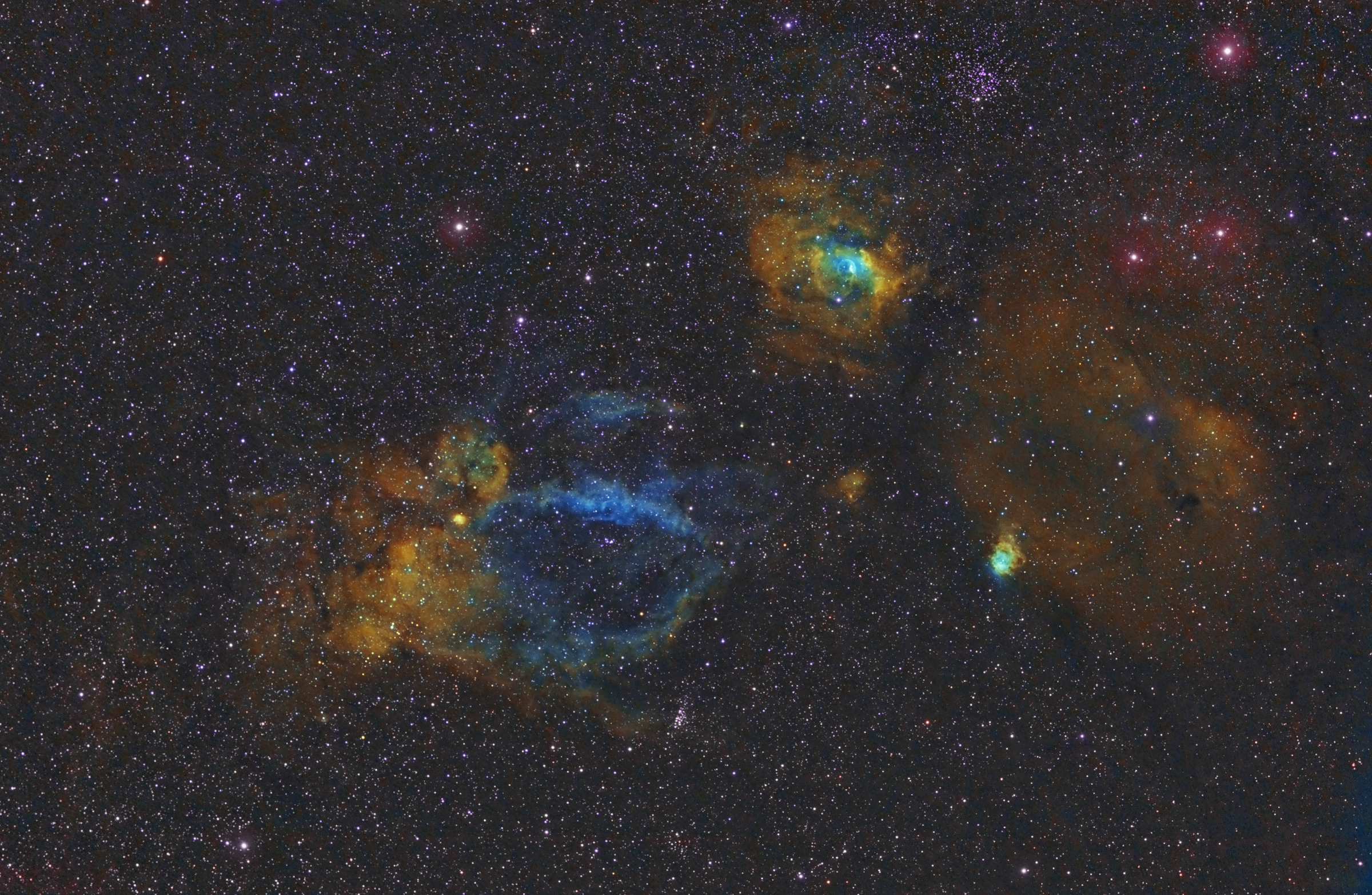 NGC7635 (Bubble nebula) and neighbours in HST palette