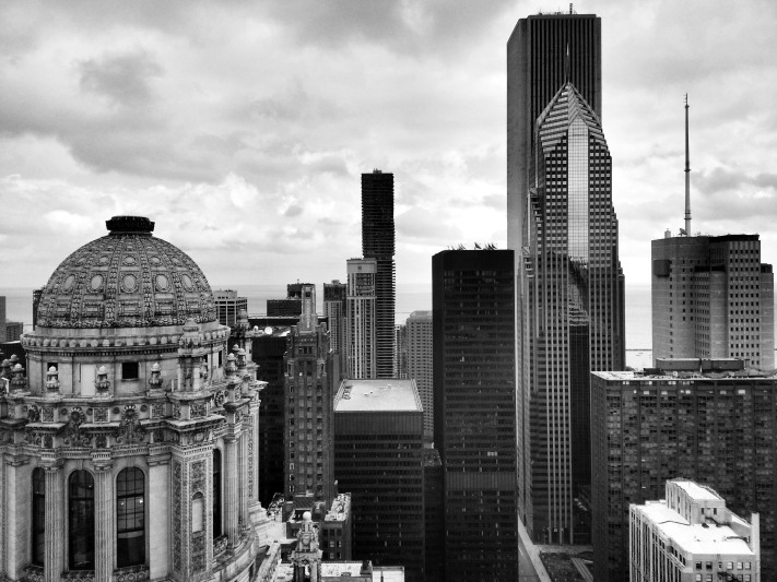 Jewelers Building, Aon Center, Prudential Tower, Chicago, IL - Open House Chicago 2012, Black and White
