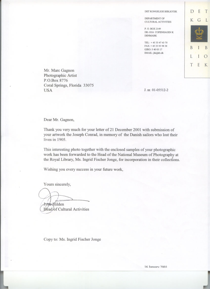 Royal Library of Denmark letter