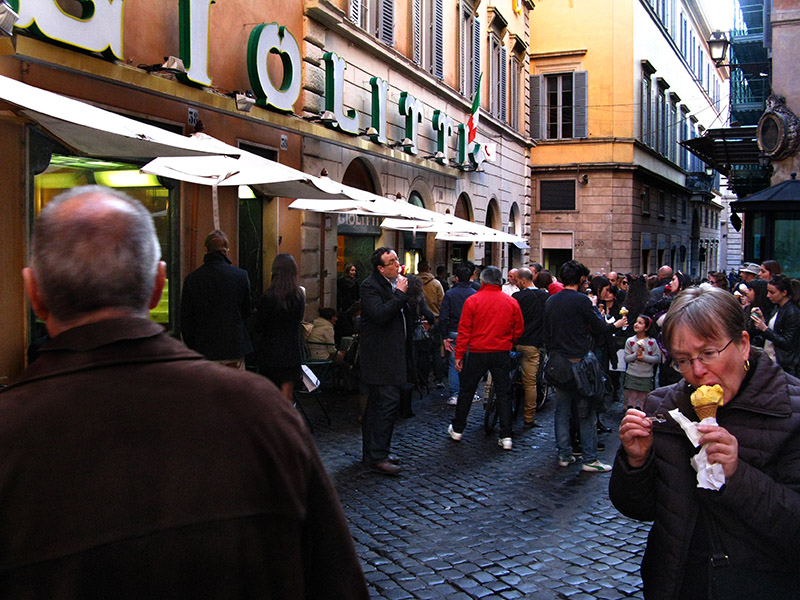 Margaret, enjoying her gelato, outside of Giolitti .. 2292