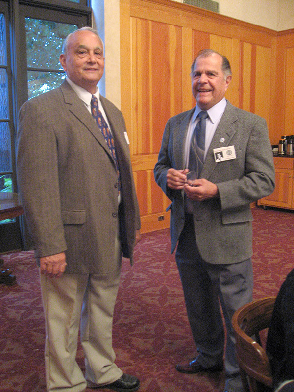 Jerry Flores and Jim Kragen enjoying their 50th class reunion<br /> of Cathedral High School in Los Angeles, CA  ..   6770