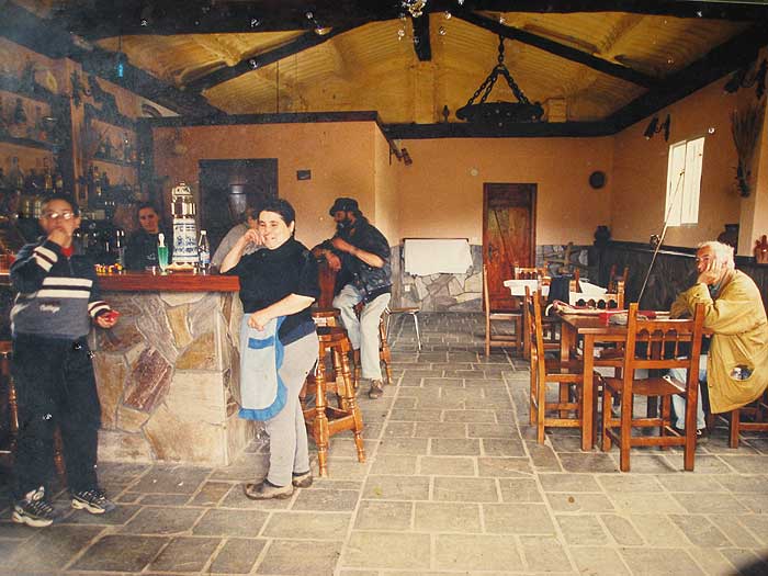 photo taken in 1999 with our pilgrim and bar owner - cafe bar o castro?