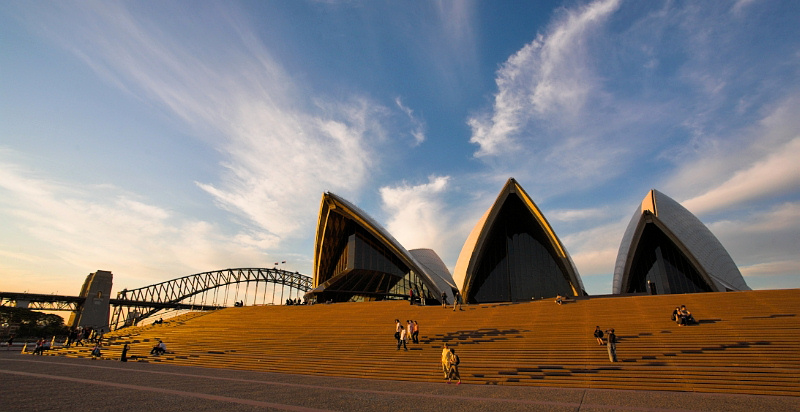Opera House and cloudscape at sunset