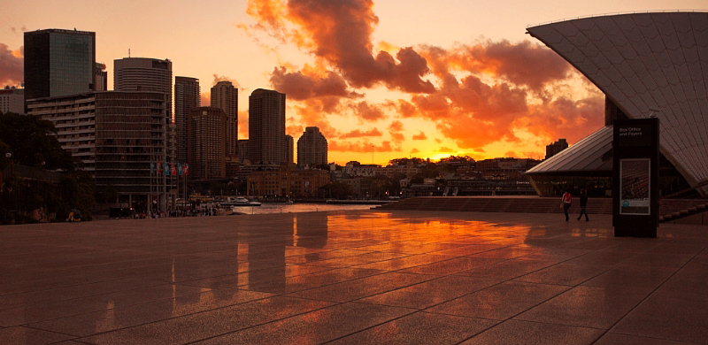 Opera House & Circular Quay sunset reflection