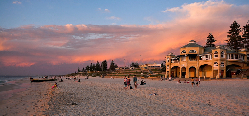Cottesloe Beach and Indiana Teahouse at sunset
