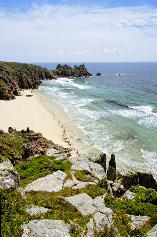 Porthcurno beach & Logan rock