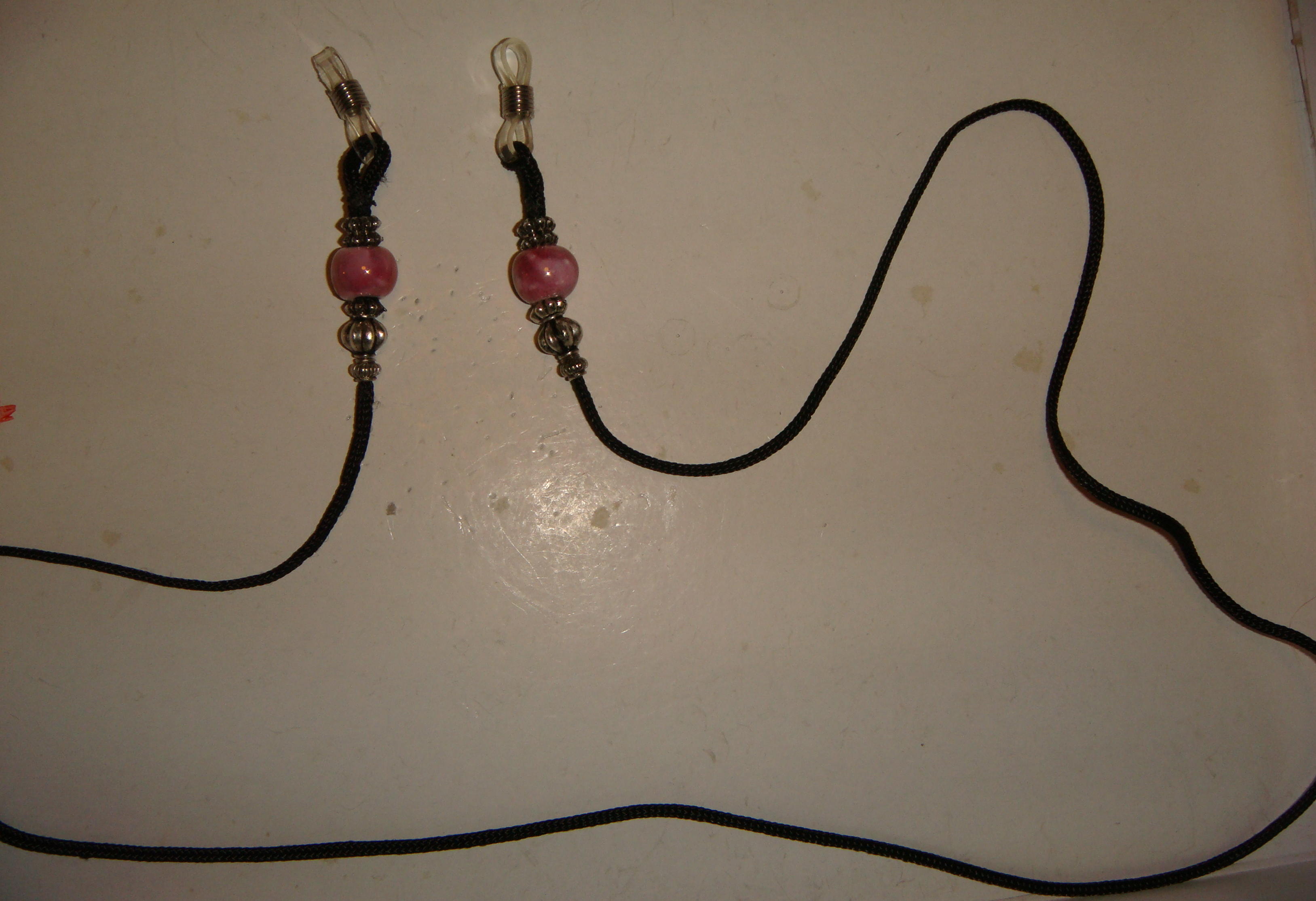 Rose Pink beads and Black cord