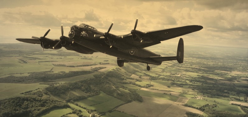 Lancaster fully loaded climbing over West Sussex.Photoshop.jpg