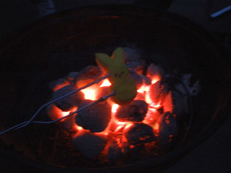 over hot coals